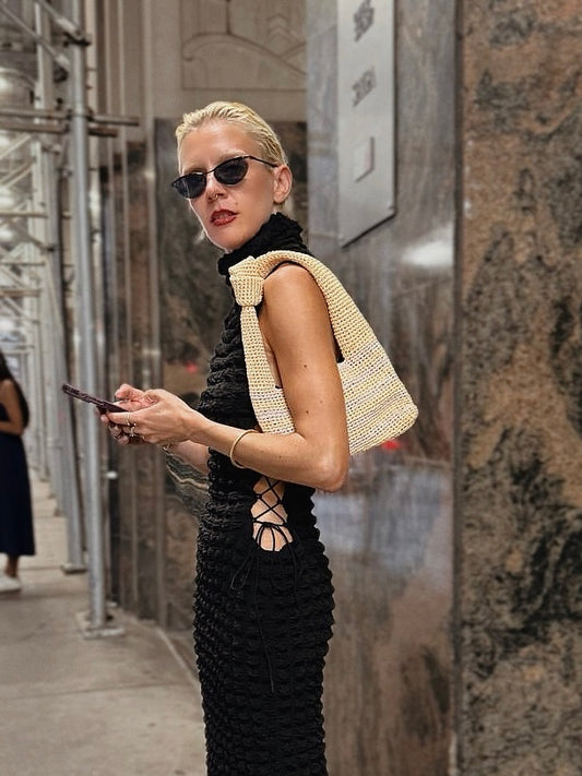 Striped Knotted Baguette Purse