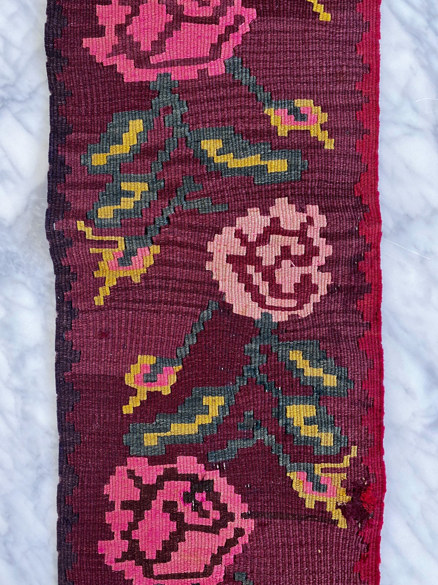Antique Rose Kilim Table Runner