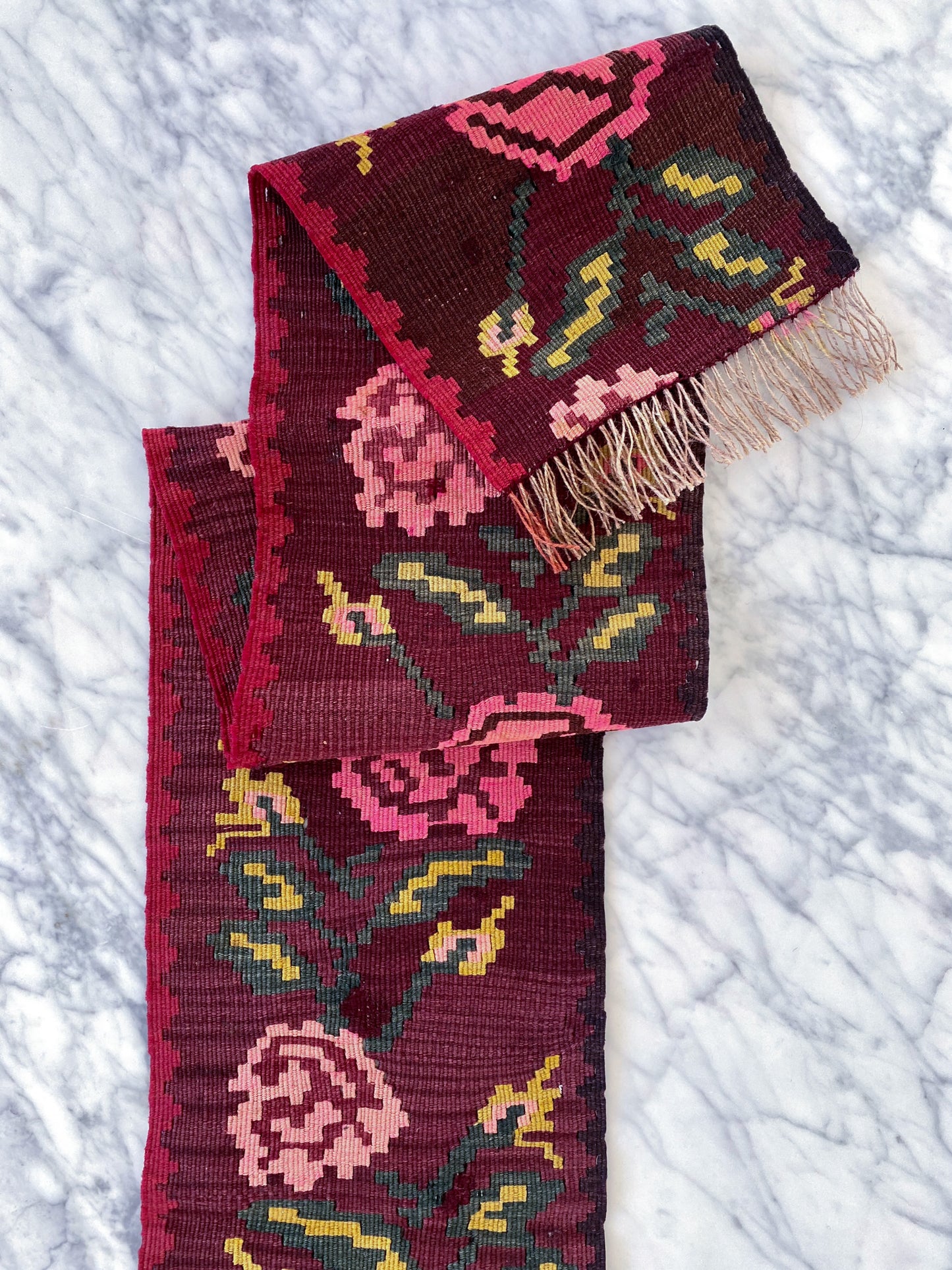 Antique Rose Kilim Table Runner