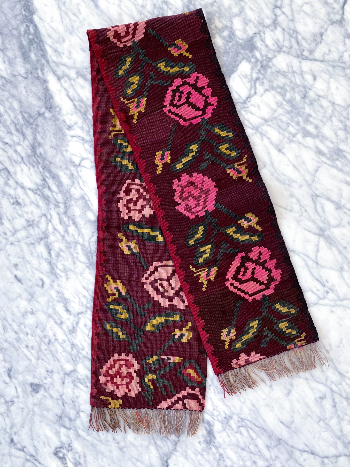 Antique Rose Kilim Table Runner