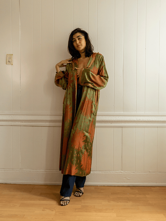 Vintage Big Flower Djellaba Robe