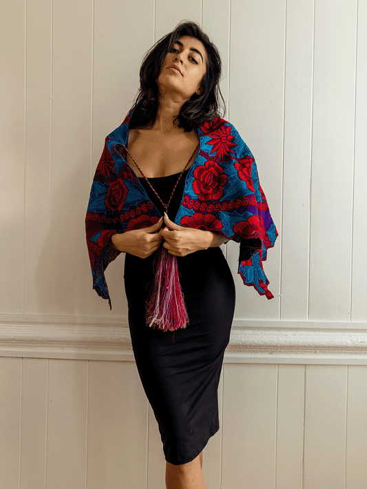 Tzotzil Flower Tassel Cape