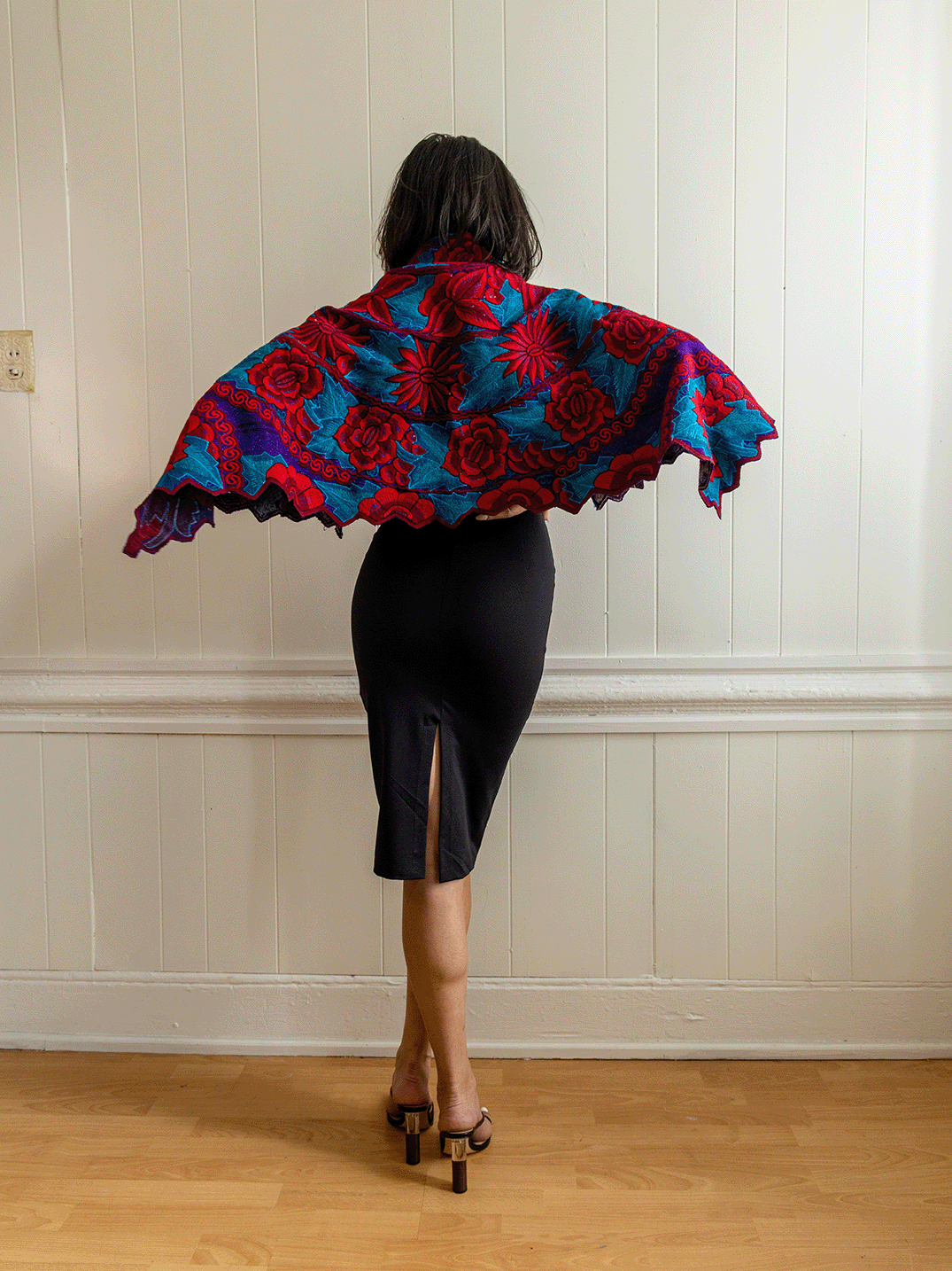 Tzotzil Flower Tassel Cape