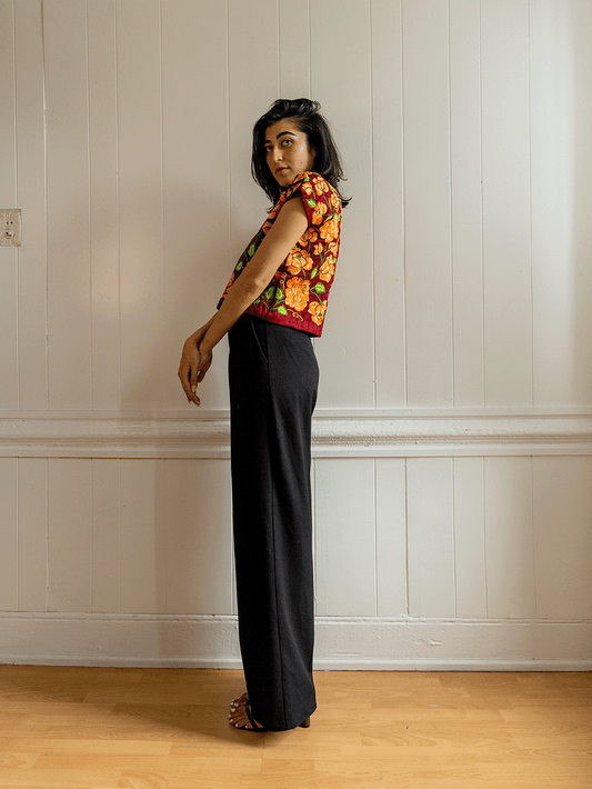 Vintage Orange Rose Huipil