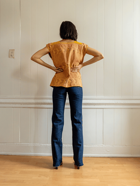 Marigold Striped Huipil Top