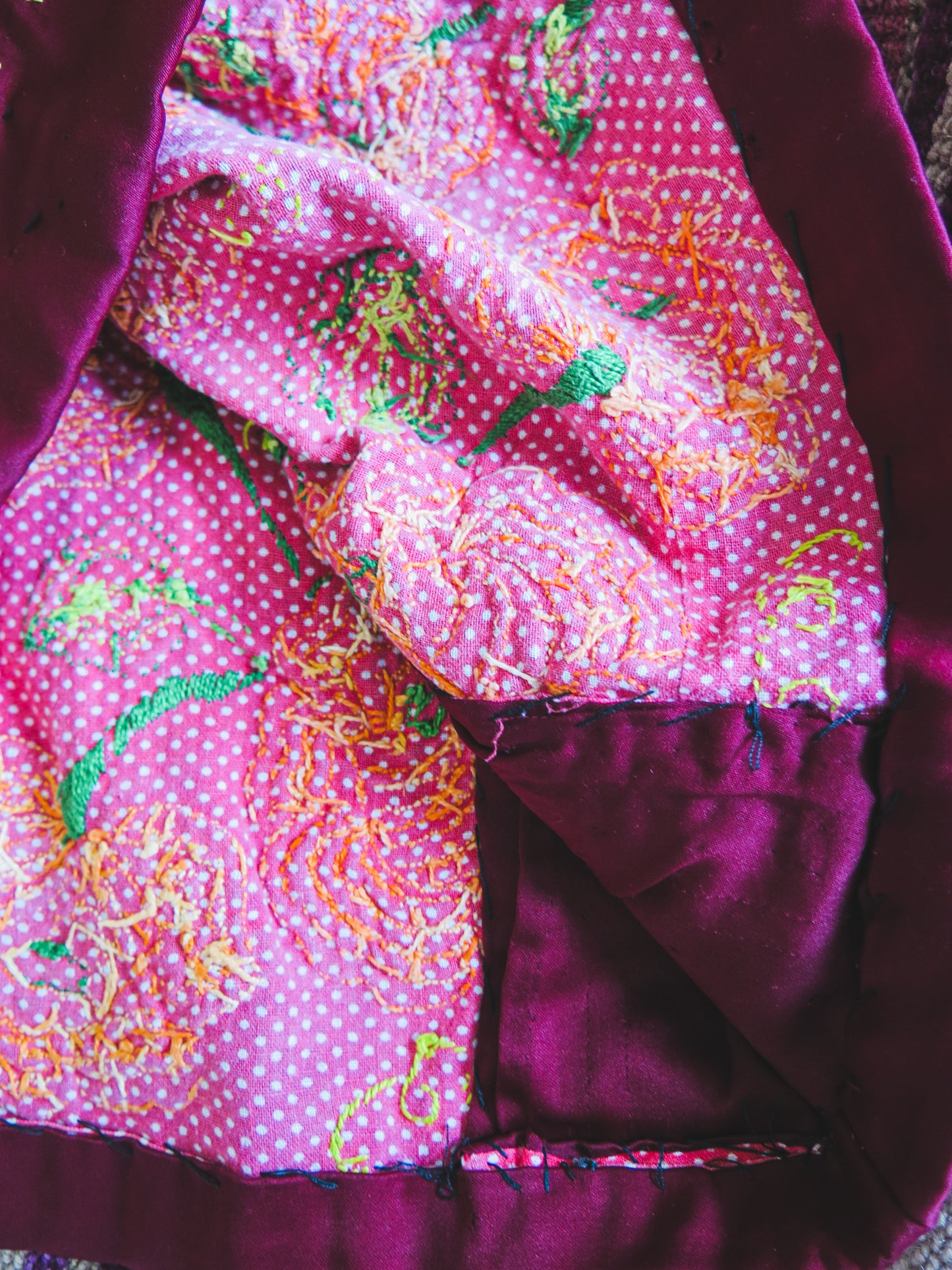 Vintage Orange Rose Huipil
