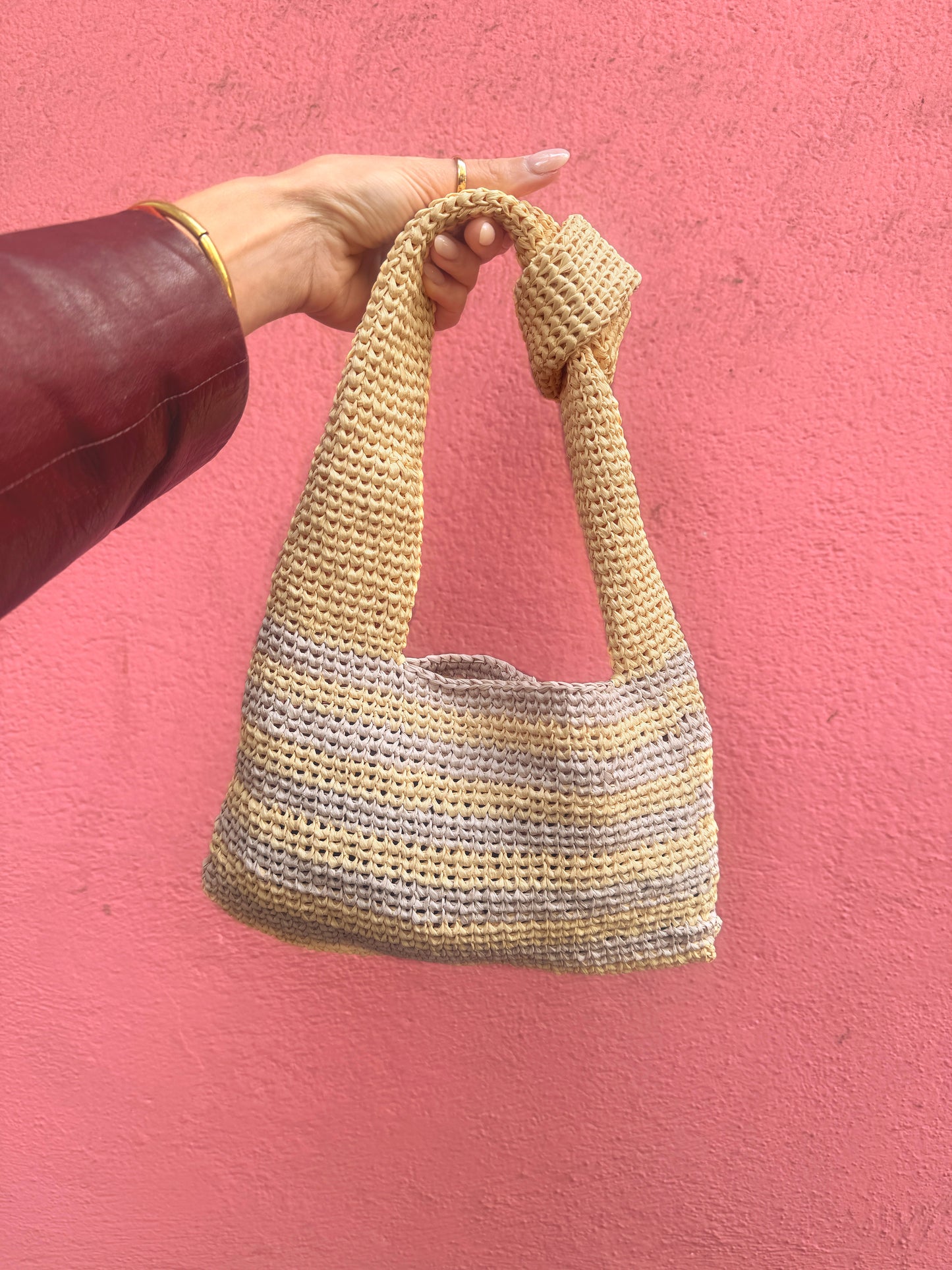 Striped Knotted Baguette Purse