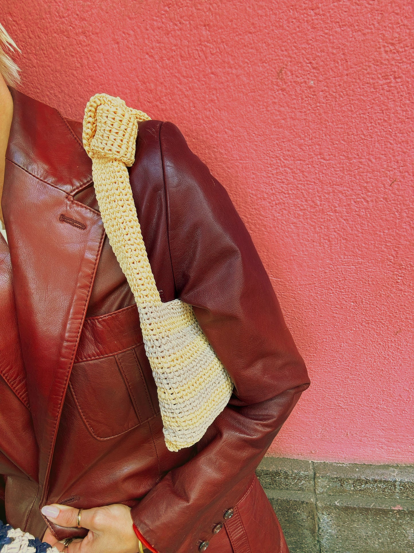 Striped Knotted Baguette Purse